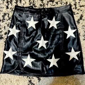 Buddy Love Faux Leather black White Star mini skirt S